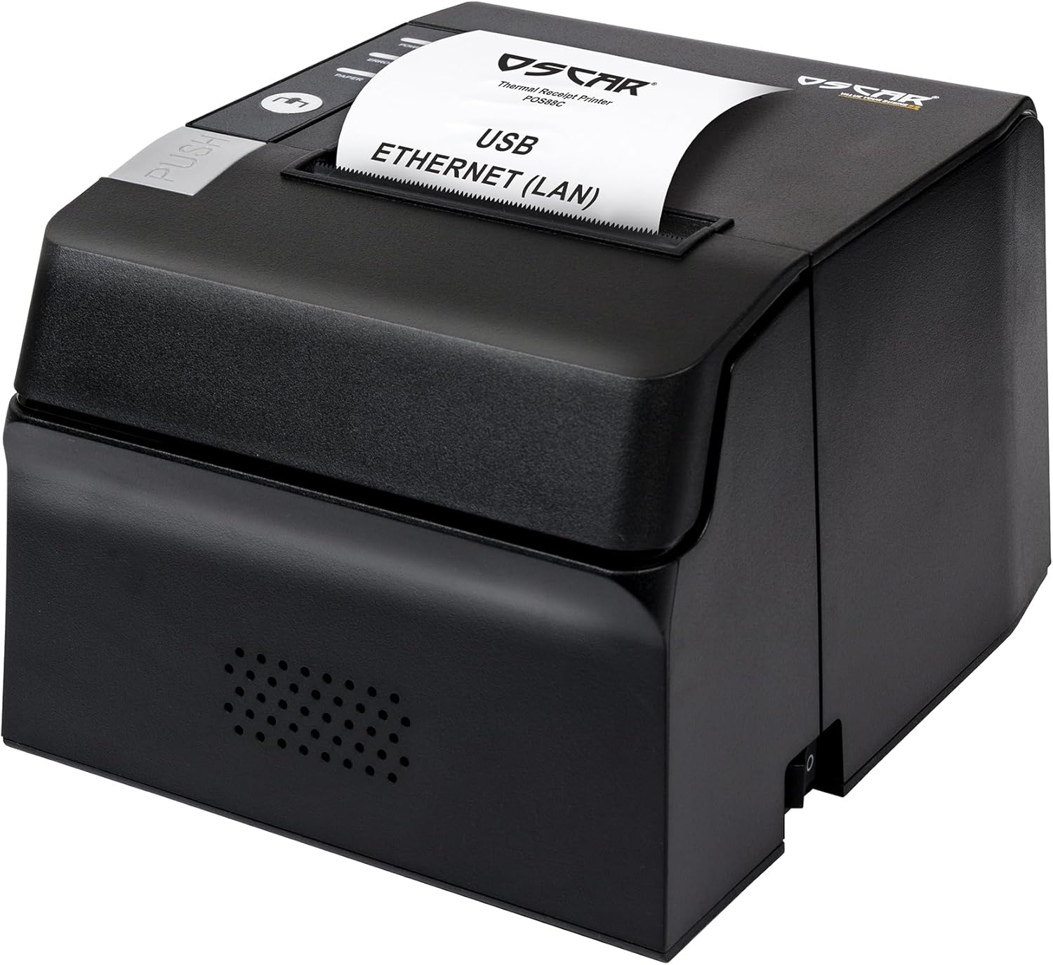 OSCAR POS88C 80mm Thermal Bill POS Receipt Printer USB+LAN with Auto-Cutter & Kitchen Beep, ESC-POS Support, Black Color