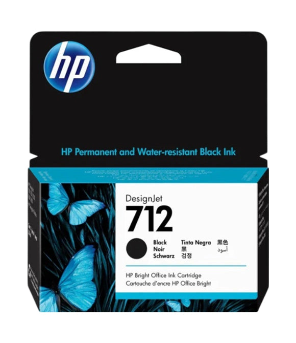 HP 712 Black 38-ml Genuine Ink Cartridge (3ED70A) for DesignJet T650, T630, T230, T210 & Studio Plotter Printers