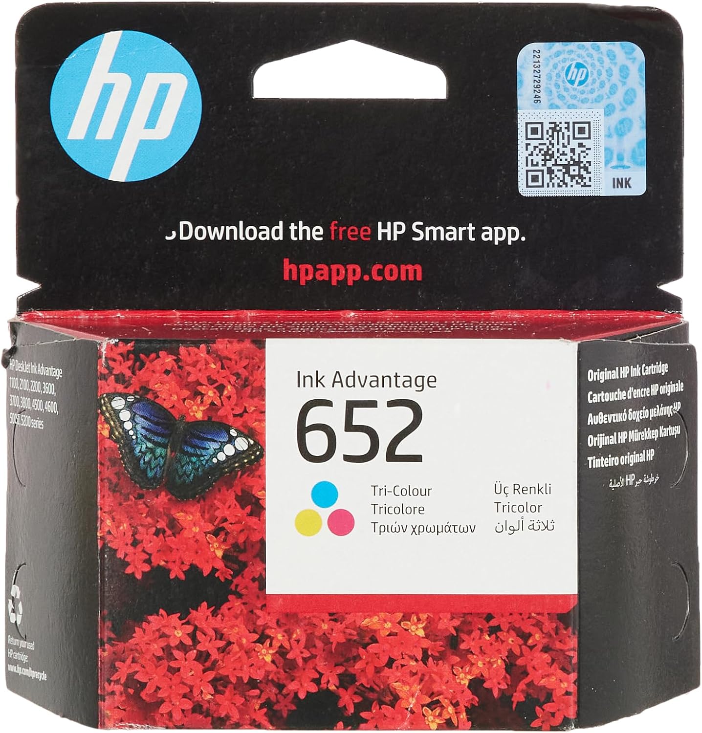 HP, 652 Ink Advantage Cartridge, Tri-Color, F6V24AE