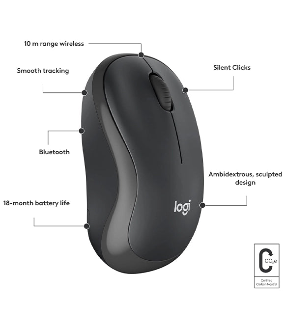 Logitech M R0105 Silent Wireless Mouse Graphite