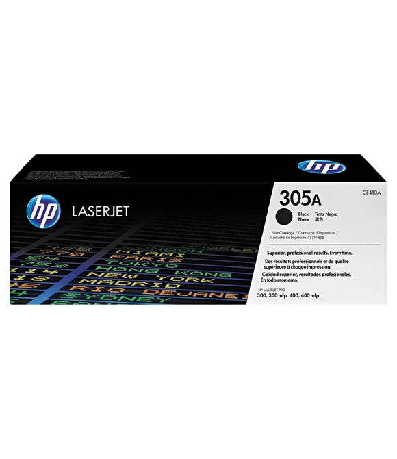 HP 305A Black Original LaserJet Toner Cartridge, CE410A