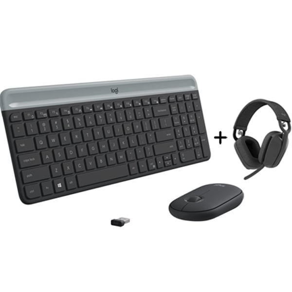 M K470 Wireless Keyboard & Mouse Combo Graphite Vibe100 Wireless On Ear Headset Graphite