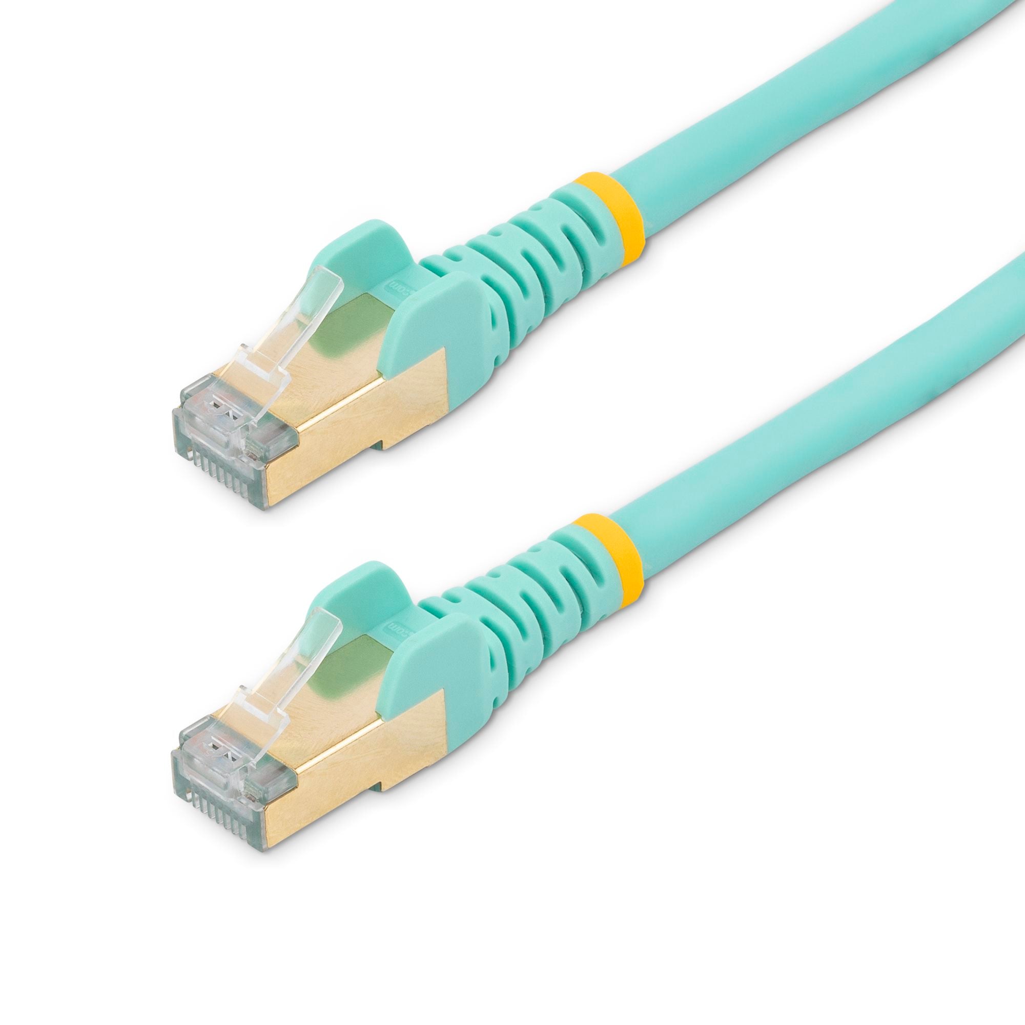 10ft CAT6a Ethernet Cable - 10 Gigabit Shielded Snagless RJ45 100W PoE Patch Cord - 10GbE STP Network Cable w/Strain Relief - Aqua Fluke Tested/Wiring is UL Certified/TIA